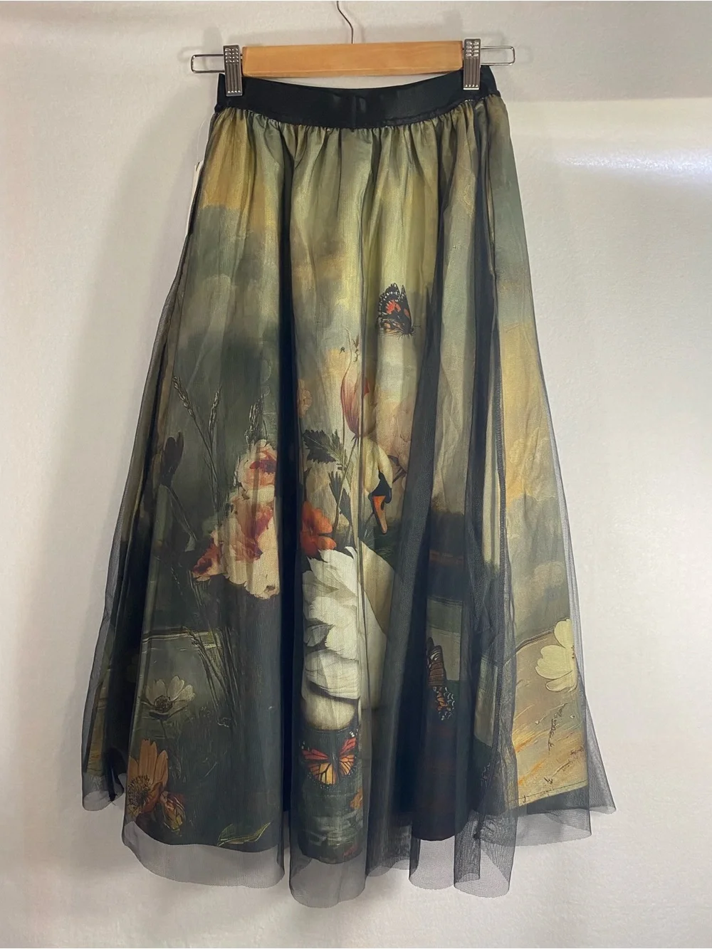 Anthropologie Wondernight Midi Skirt Tulle Swan Size XS NWT - Picture 6 of 14